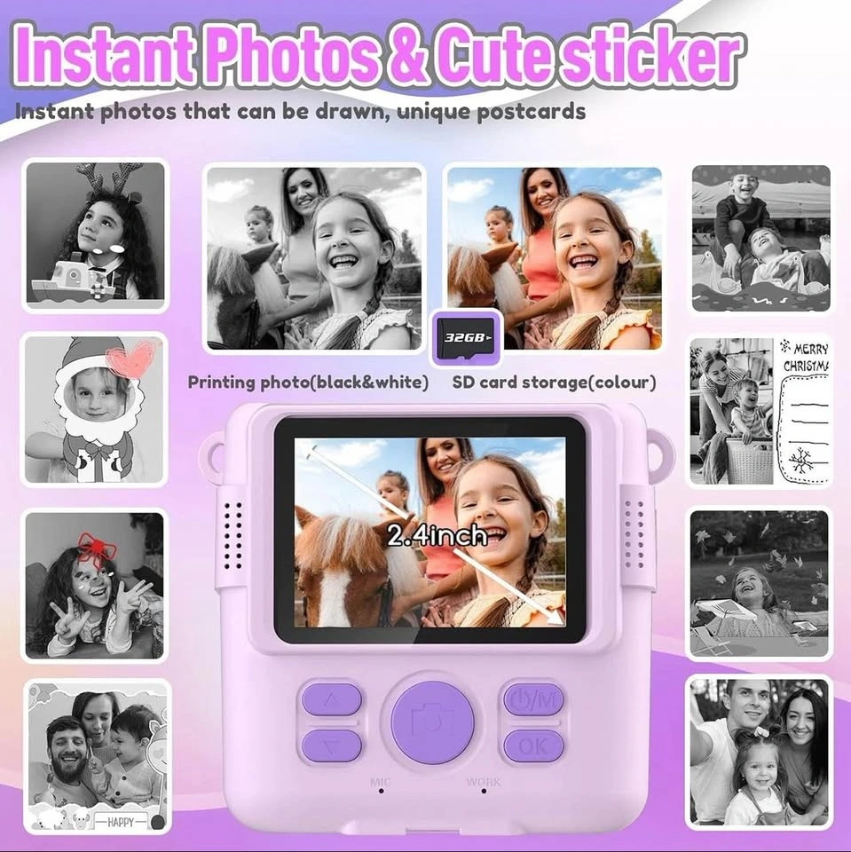 Kids Instant Print Camera with 32GB SD Card - Purple - photo 3