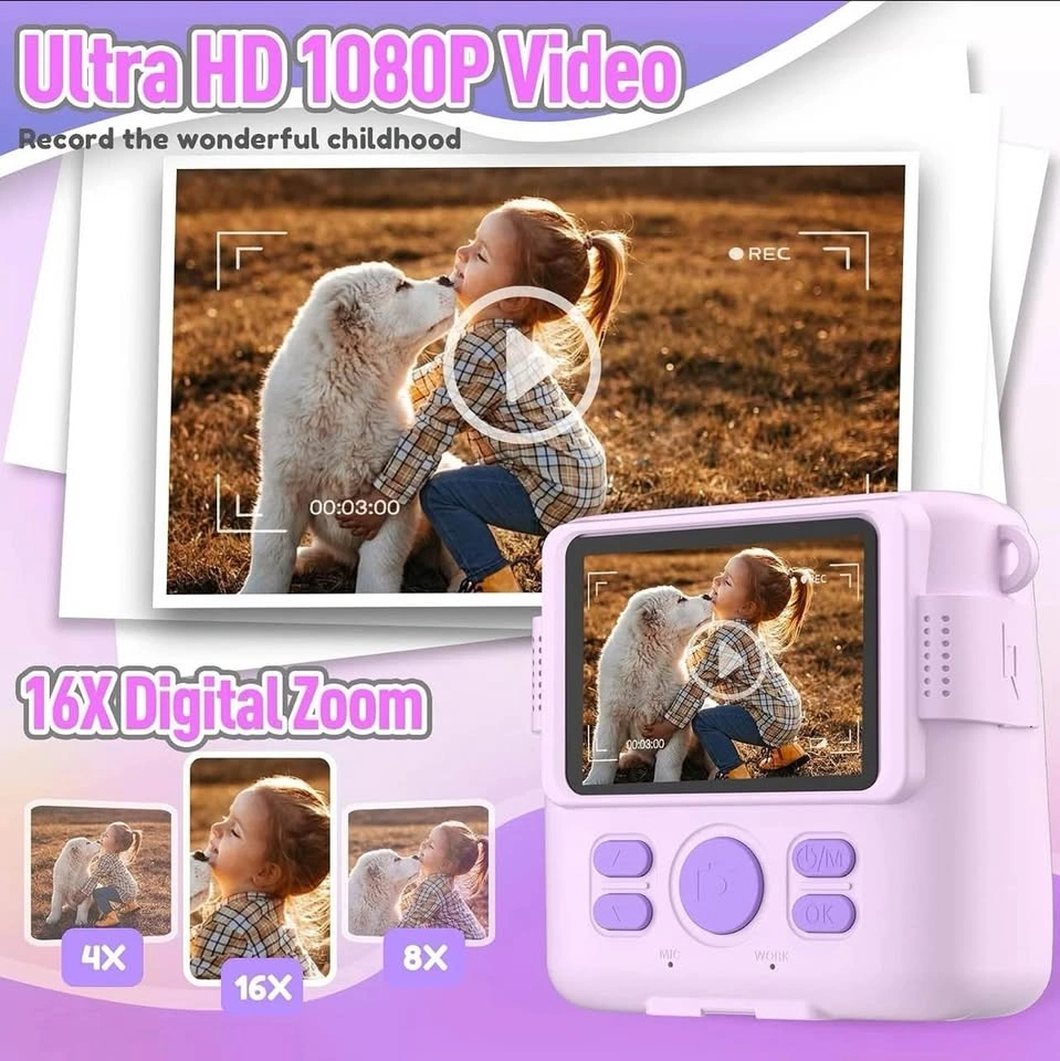 Kids Instant Print Camera with 32GB SD Card - Purple - photo 4