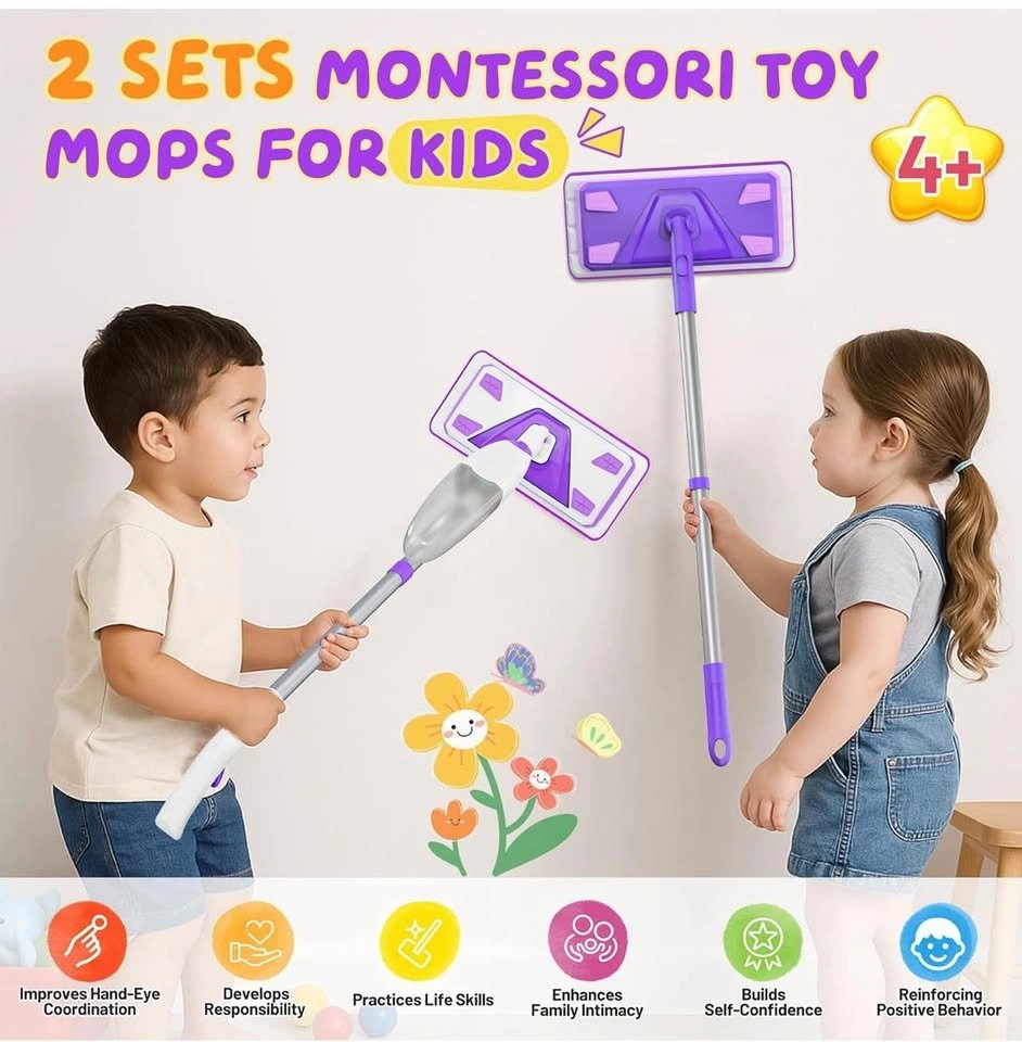 2 Set Toy Mop for Kids - Toddler Real Spray Mop - photo 2