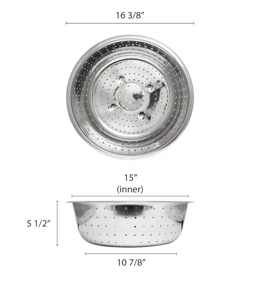 15" Stainless Steel Colander - Heavy Duty Kitchen Drainer Basket - photo 3