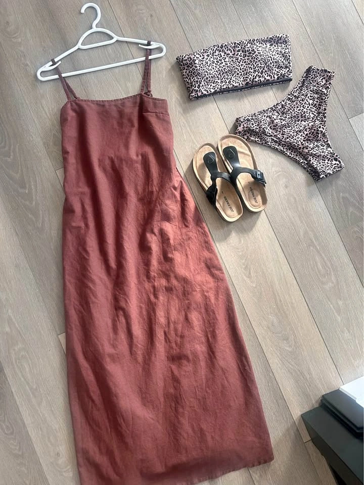 Dress size small - $30, Shoes size 7 - $20, Bikini size medium -