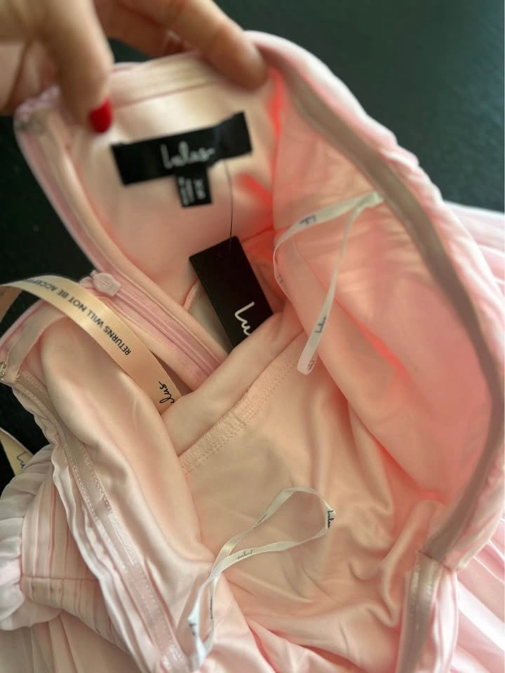 Strapless Pink Tiered Pleated Maxi Dress (never worn) size xsmal - photo 5