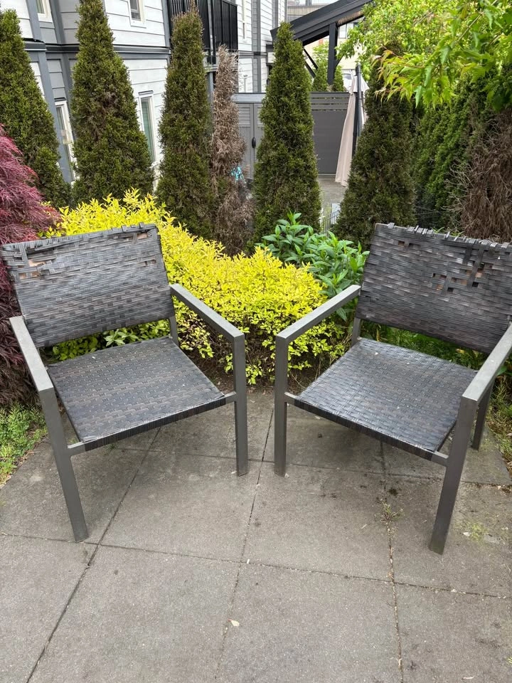 Pair of Wicker Patio Chairs with Cushions - photo 2