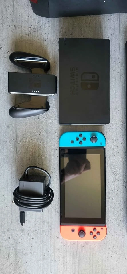 Nintendo Switch with Neon Blue and Neon Red Joy-Con