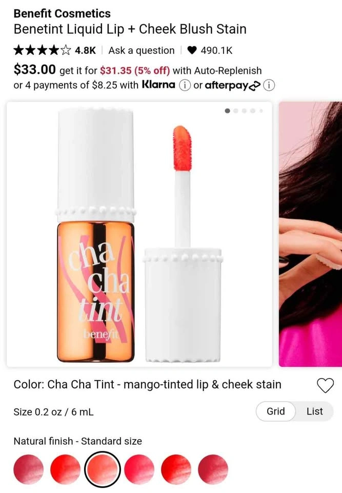 Benefit Cha Cha Tint (Lip & Cheek) - New - photo 2