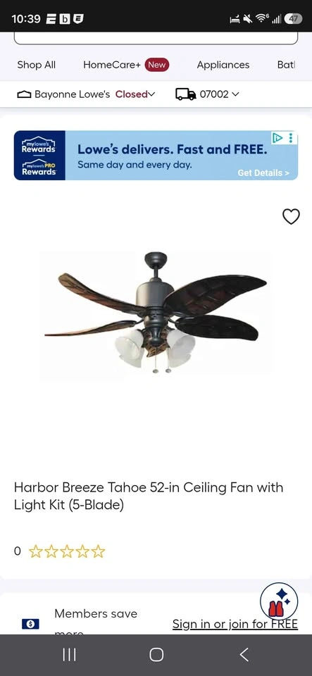 52 in Harbor Breeze Tahoe Ceiling Fan - photo 2