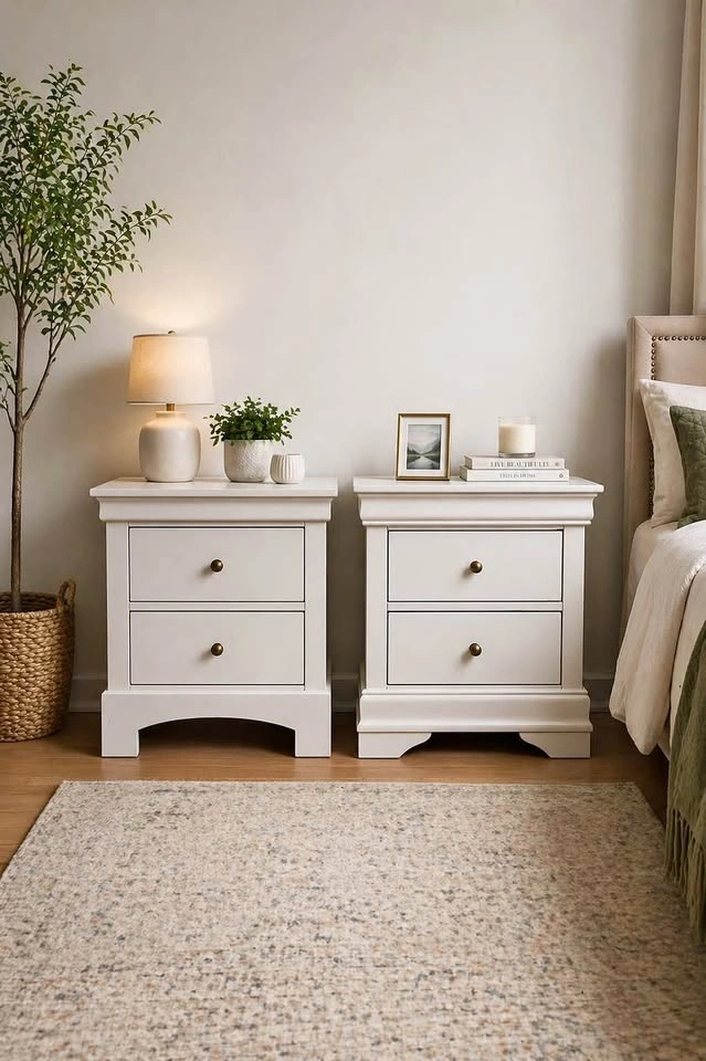 Scandi Inspired Neutral Nightstands - 2 pieces