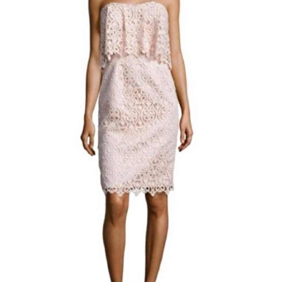 Black Halo Eve Strapless Lace Overlay Dress Blush Pink Size 6