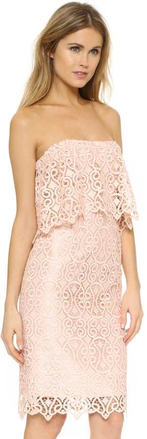 Black Halo Eve Strapless Lace Overlay Dress Blush Pink Size 6 - photo 2