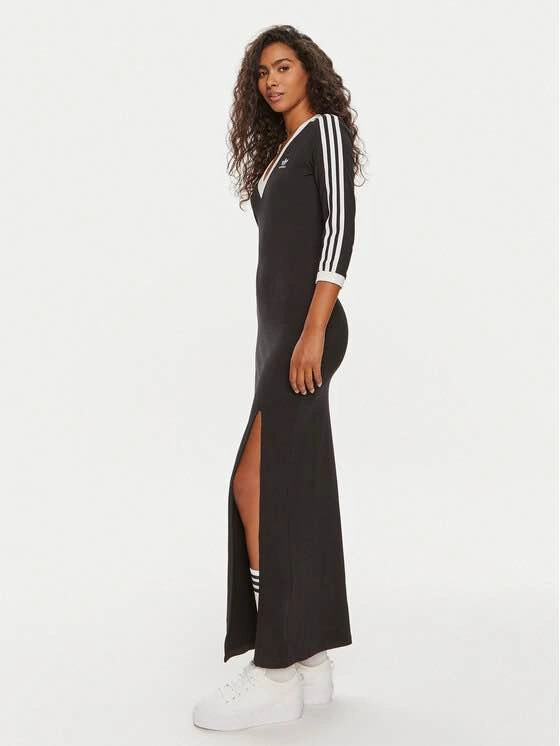 NWT ADIDAS Black V-Neck Three-Stripe Maxi Dress Size Small - photo 4