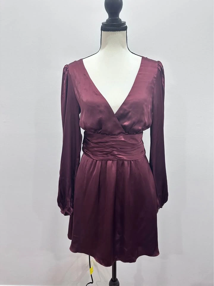 EUC WILFRED ARITZIA Deep Burgundy V-Neck Long Sleeve Rhythm Dres - photo 3