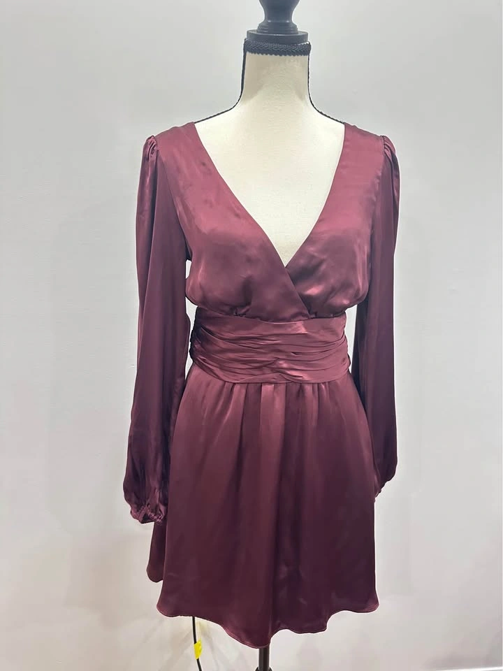 EUC WILFRED ARITZIA Deep Burgundy V-Neck Long Sleeve Rhythm Dres - photo 4