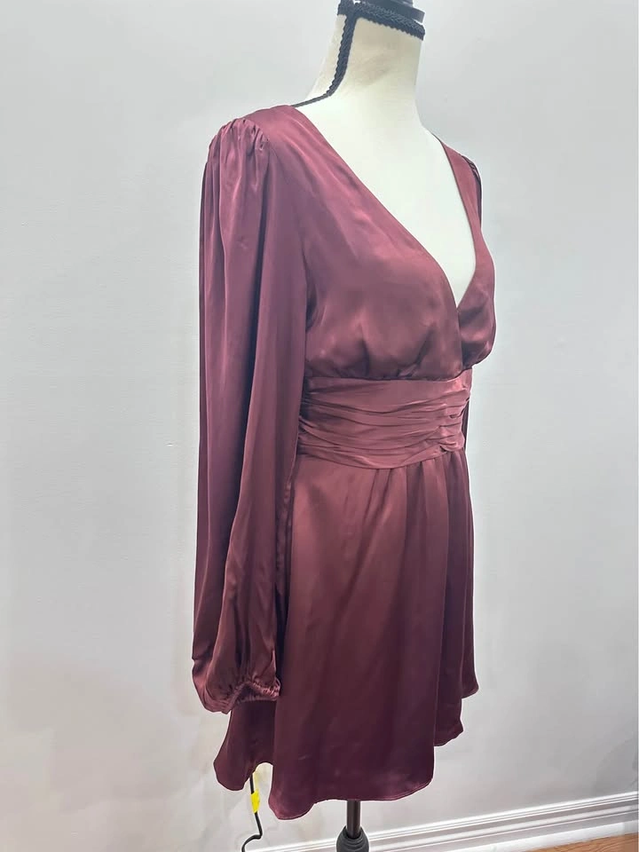 EUC WILFRED ARITZIA Deep Burgundy V-Neck Long Sleeve Rhythm Dres - photo 5