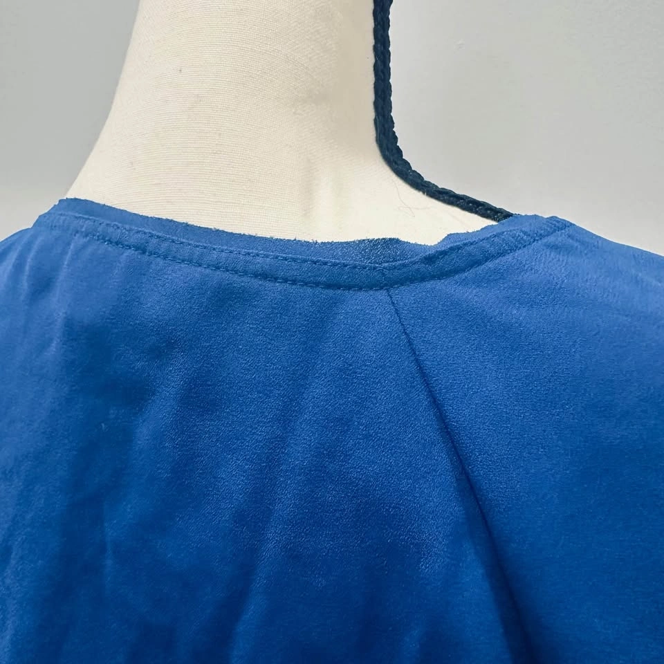 EUC WILFRED Aritzia Royal Blue Peplum Blouse Faux Wrap Women's T - photo 5