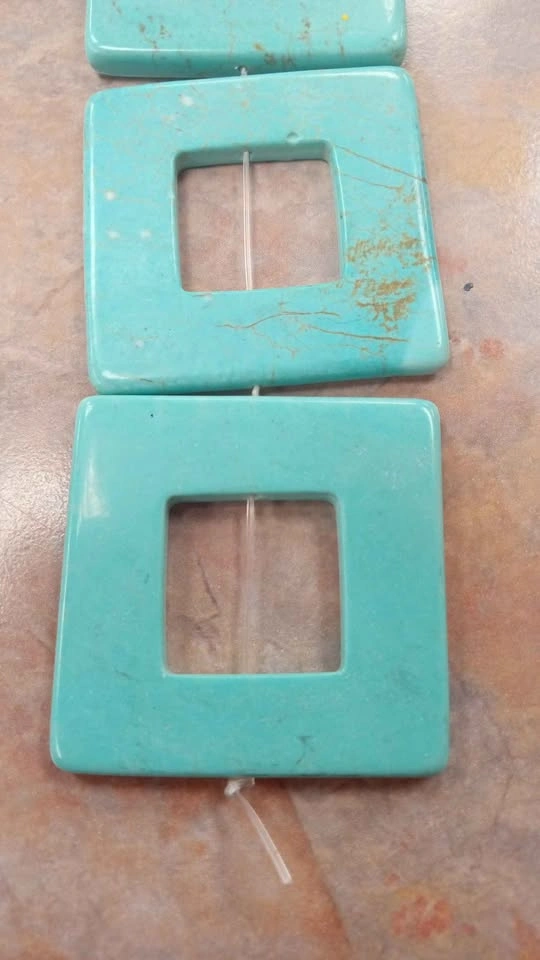 Bead Gallery 4pc Turquoise Square Beads Dyed Howlite 40mm - photo 2