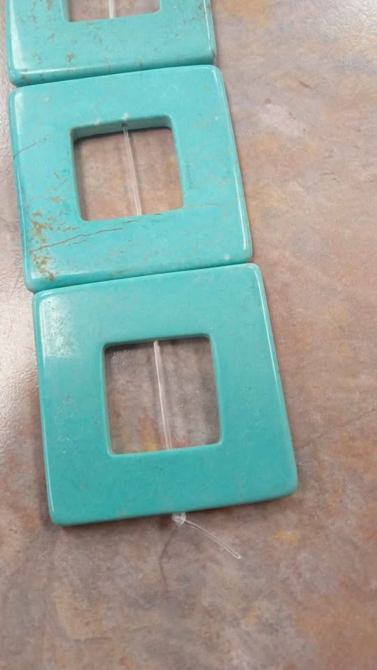 Bead Gallery 4pc Turquoise Square Beads Dyed Howlite 40mm - photo 4