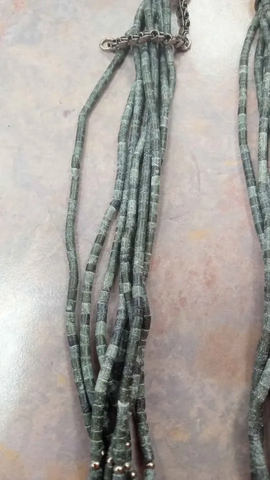 Multi Strand Stone Bead Necklace With Brass Accents Vintage Cost - photo 3