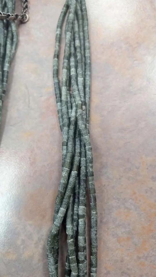 Multi Strand Stone Bead Necklace With Brass Accents Vintage Cost - photo 4