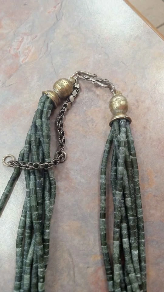 Multi Strand Stone Bead Necklace With Brass Accents Vintage Cost - photo 5