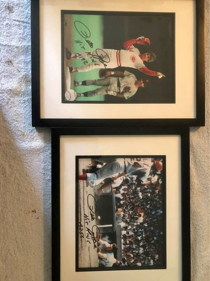 2 Authentic Pete Rose Framed Autographed Photos
