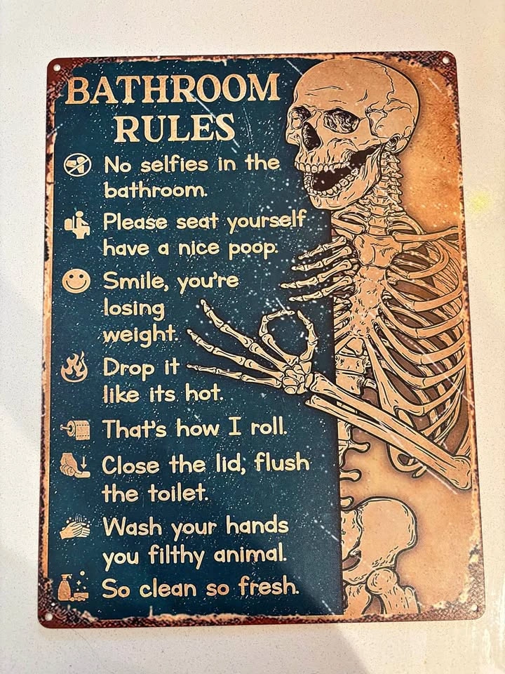 Bathroom Rules Aluminium Sign