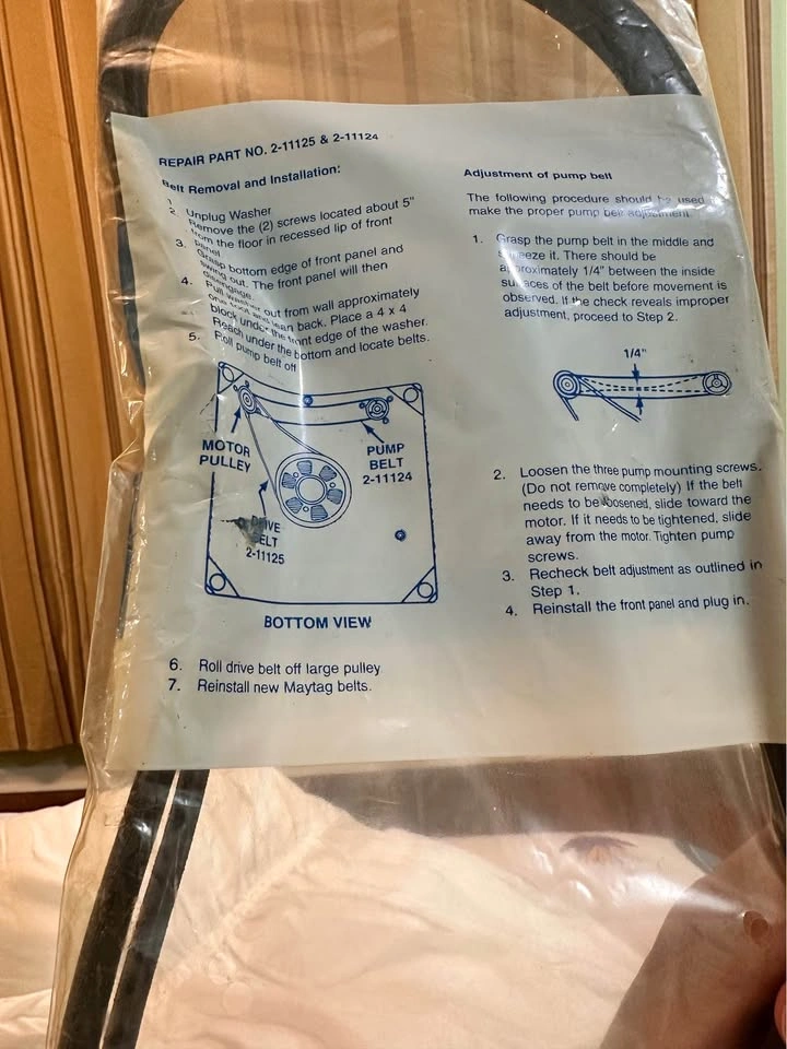 Maytag Washer Belt Set (2-11124 & 2-11125) - New Old Stock - photo 3