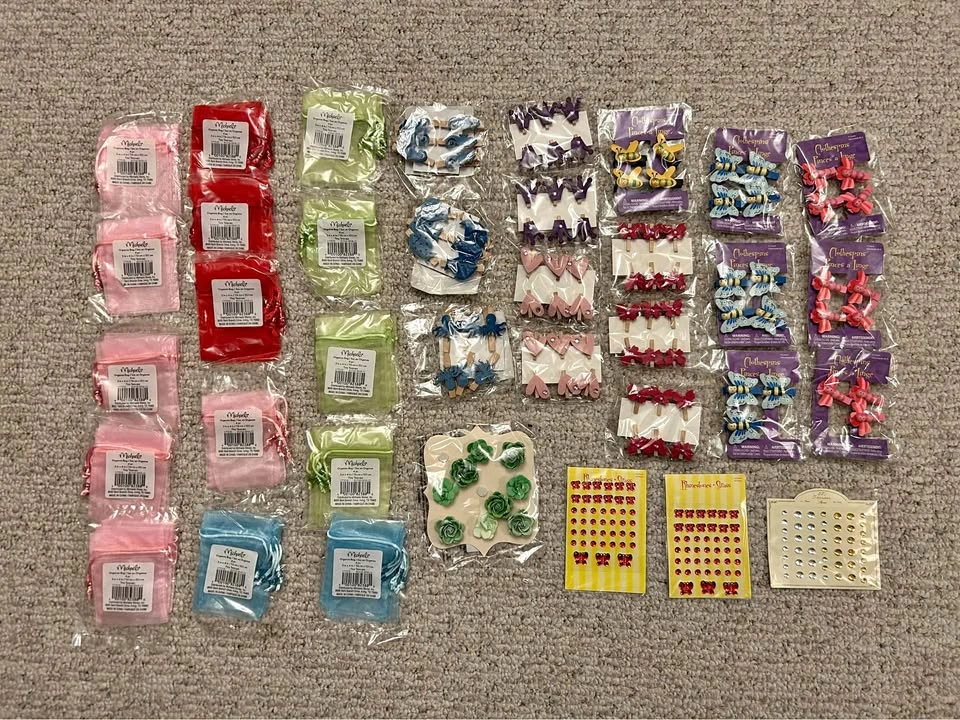 New Craft Items - Organza bags, clothespins, decorations - 30+ l
