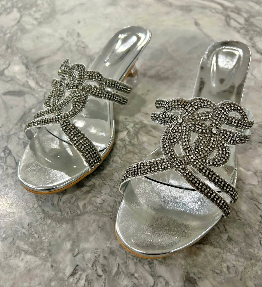 Brand New Silver Rhinestone Heels - Women’s size 9