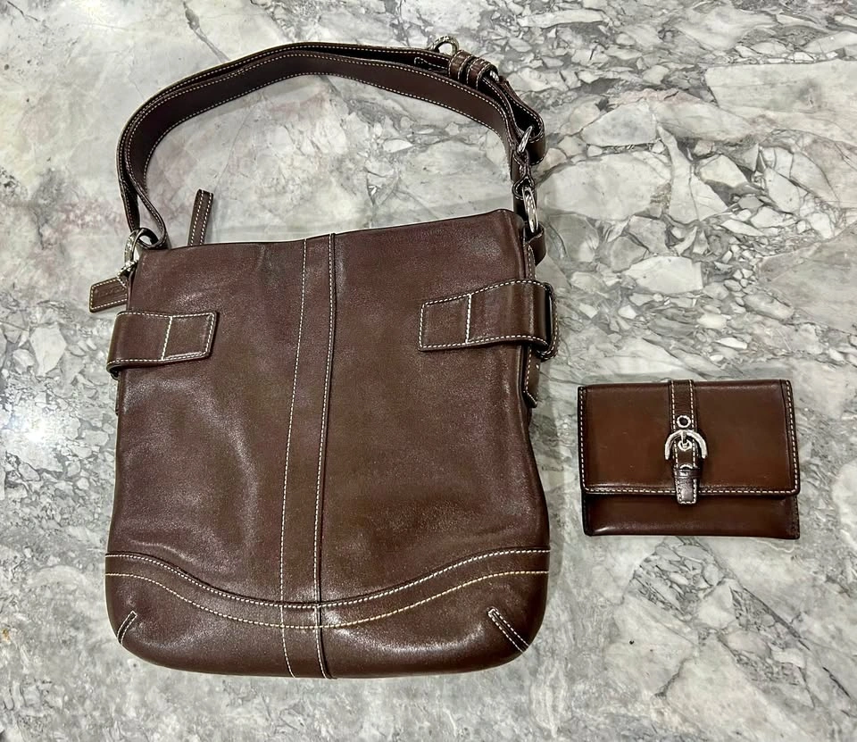 Vintage Y2K Coach Soho Leather Bag + Wallet - Brown