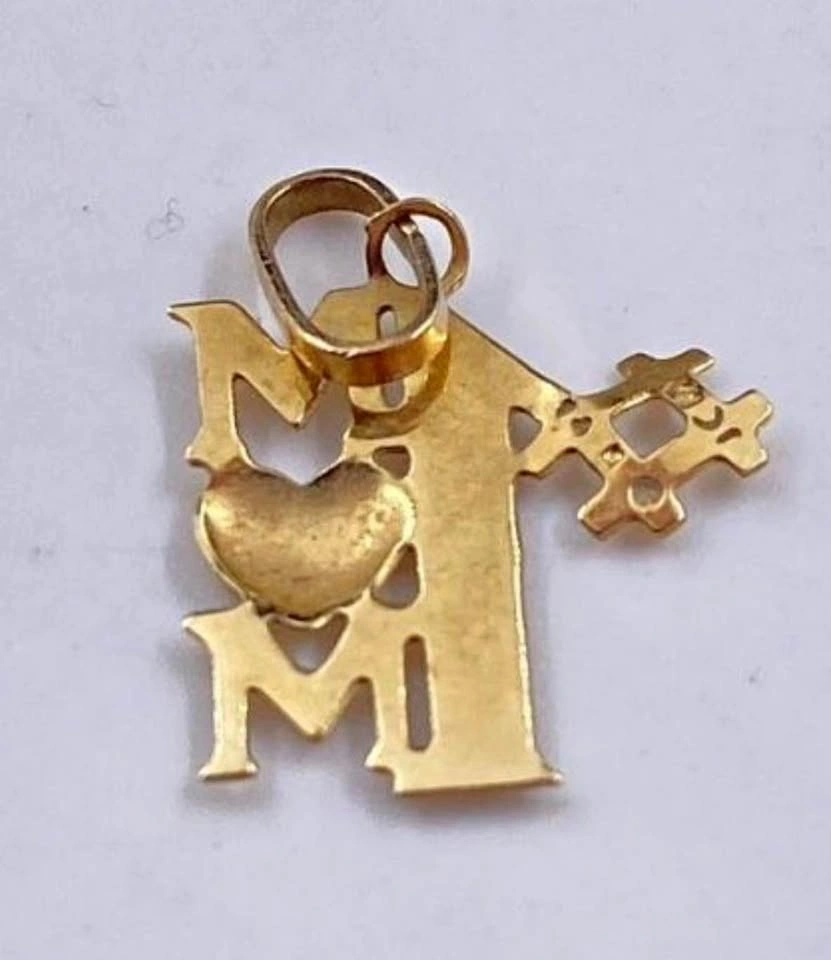 14k Solid Gold #1 Mom Charm Pendant for Mother’s Day