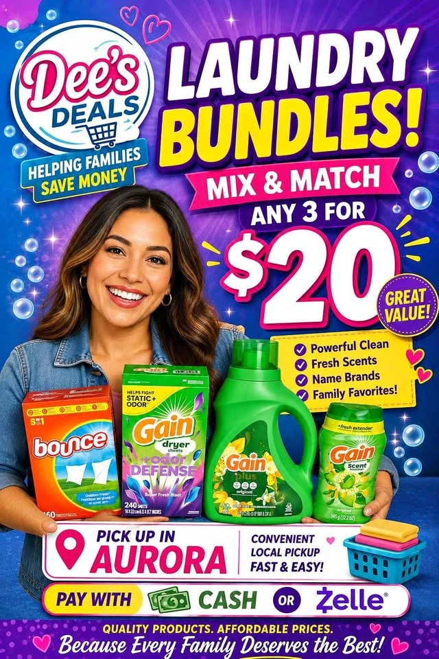 Laundry Bundle deal any 3 for $20