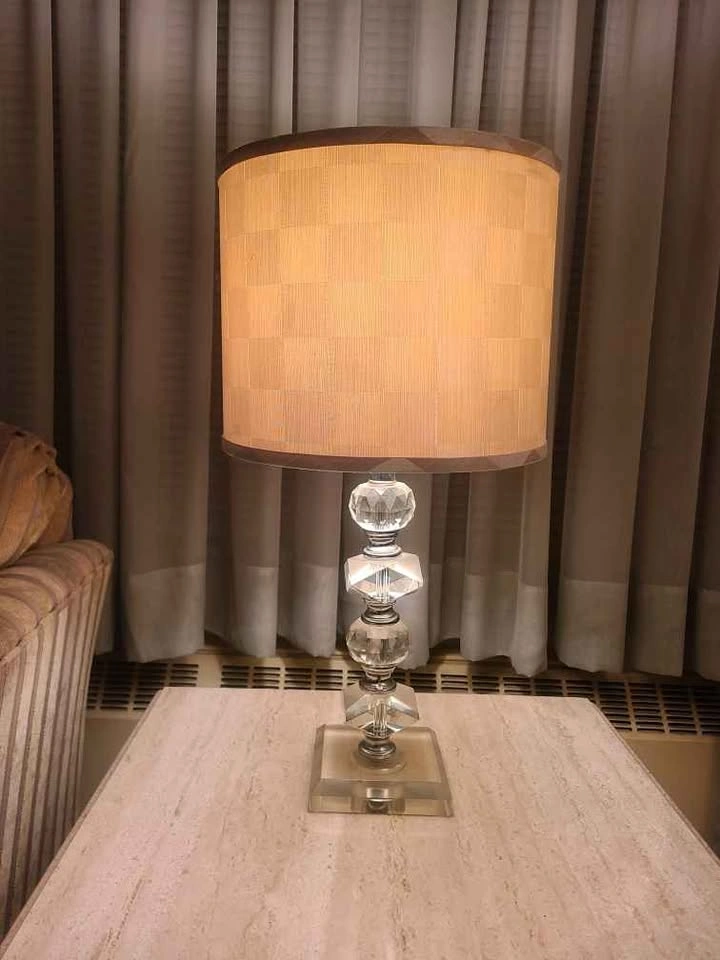 Crystal Table Lamp with Checkered Shade - photo 2