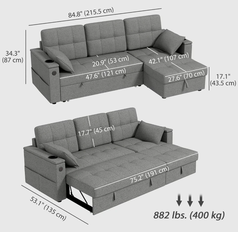 Pull Out Sofa Bed with Storage - photo 5