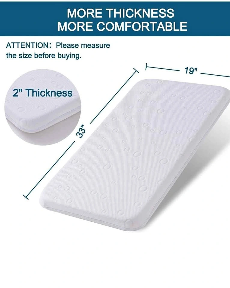 Baby Bassinet Mattress Pad, 33" x 19" x 2" Gel Memory Foam