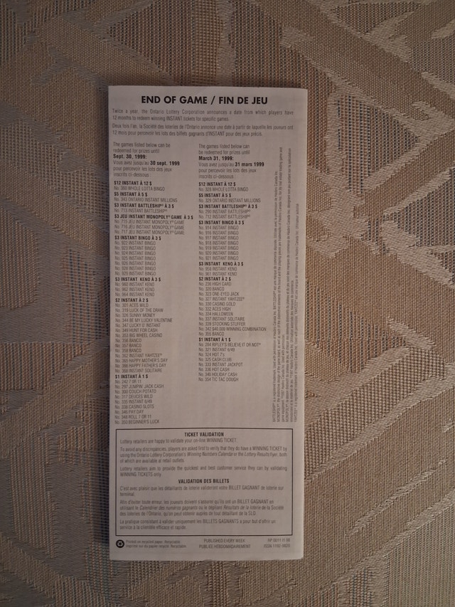 Vintage 1997-1998 Ontario Lottery Results OLG Collectible - photo 3