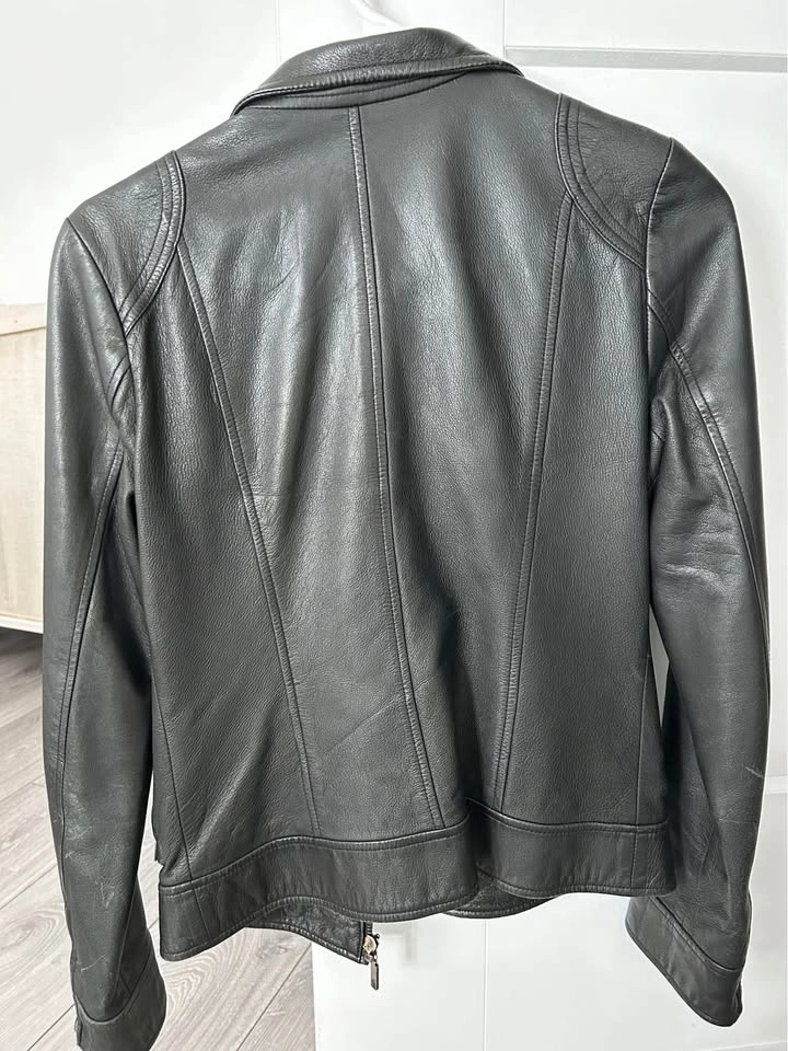 Egoist Genuine Lamb Leather Moto Jacket Leopard Lining Small - photo 5