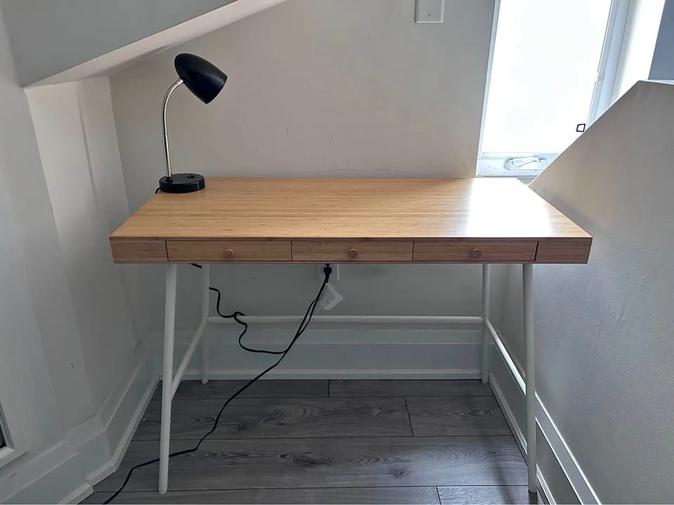 IKEA LILLÅSEN Bamboo Desk w 3 Drawers
