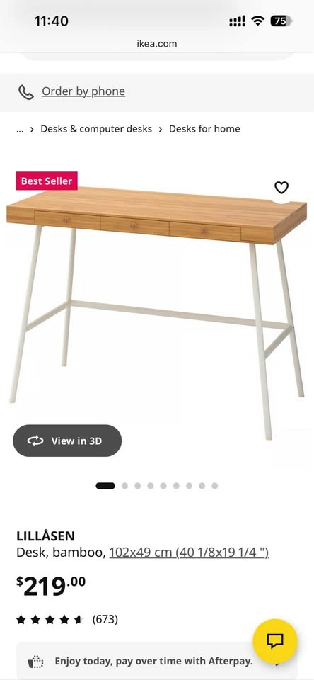 IKEA LILLÅSEN Bamboo Desk w 3 Drawers - photo 3
