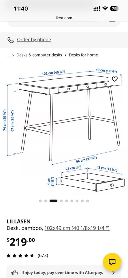 IKEA LILLÅSEN Bamboo Desk w 3 Drawers - photo 4