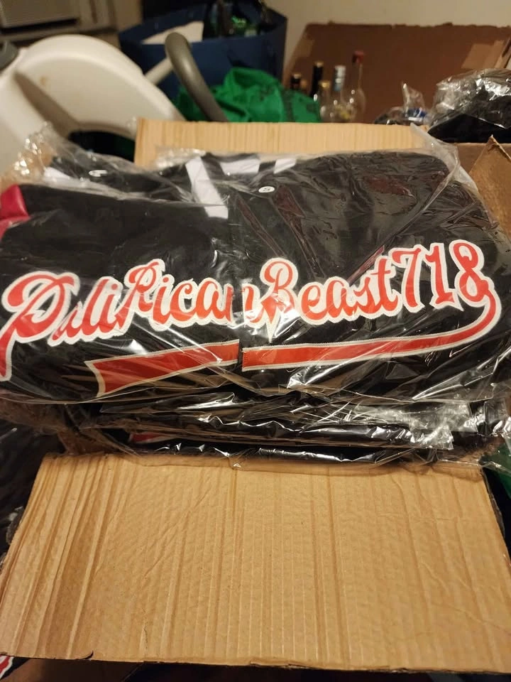 Black & Red Custom Jackets w/ Logo PaliRicanBeast718 & #FreePale