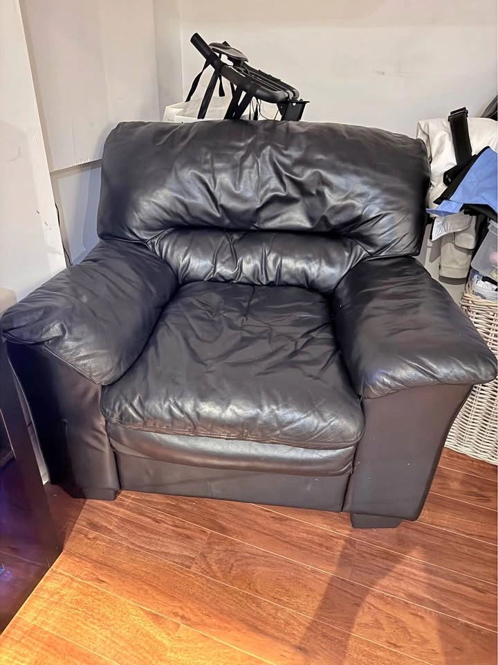 Single Black Leather Couch