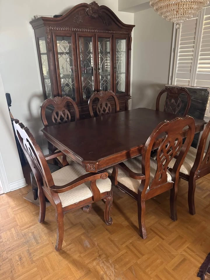 Elegant Solid Wood Dining Set (Table + 6 Chairs + China Cabinet) - photo 2