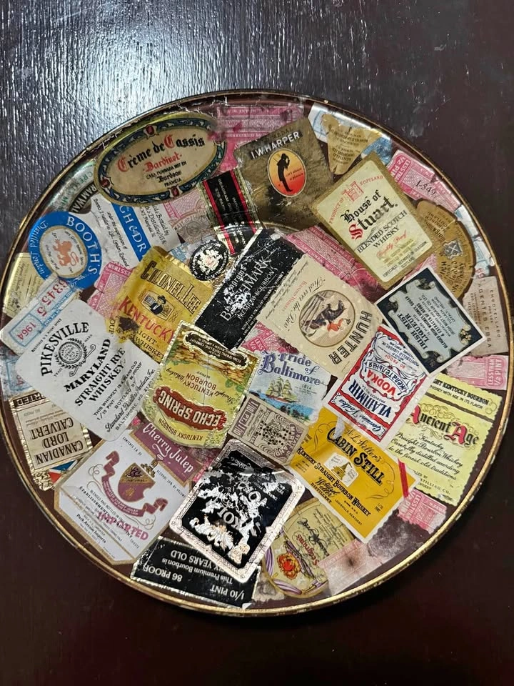 Vintage Liquor Label Decorative Tray