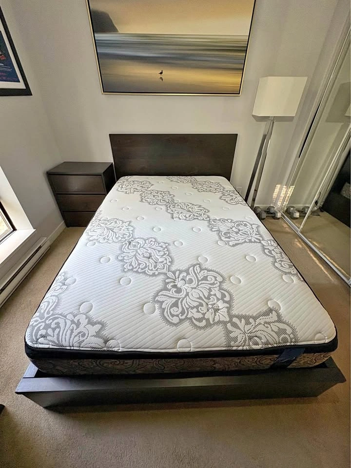 Bedroom Set - Double XL Bed Frame, Mattress, Nightstand