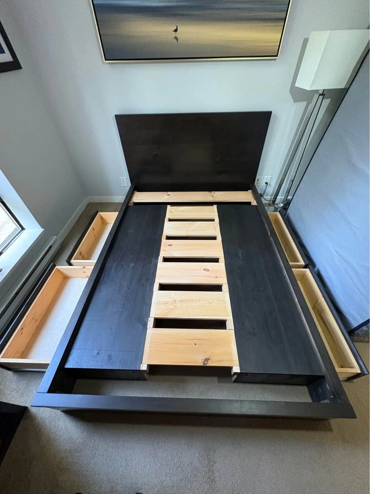 Bedroom Set - Double XL Bed Frame, Mattress, Nightstand - photo 3