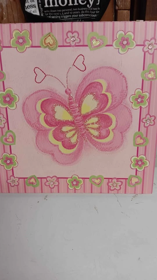 Pink Butterfly and Ladybug Canvas Wall Art Set - photo 2