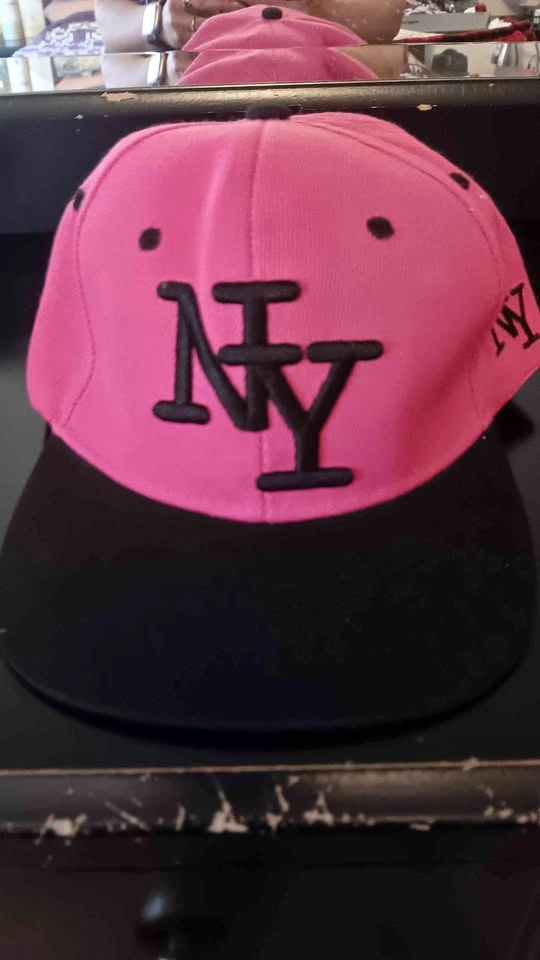 Pink and Black New York Snapback Hat