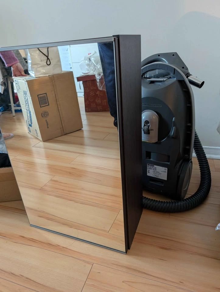 IKEA Dark Wood Mirrored Storage Cabinet - photo 2
