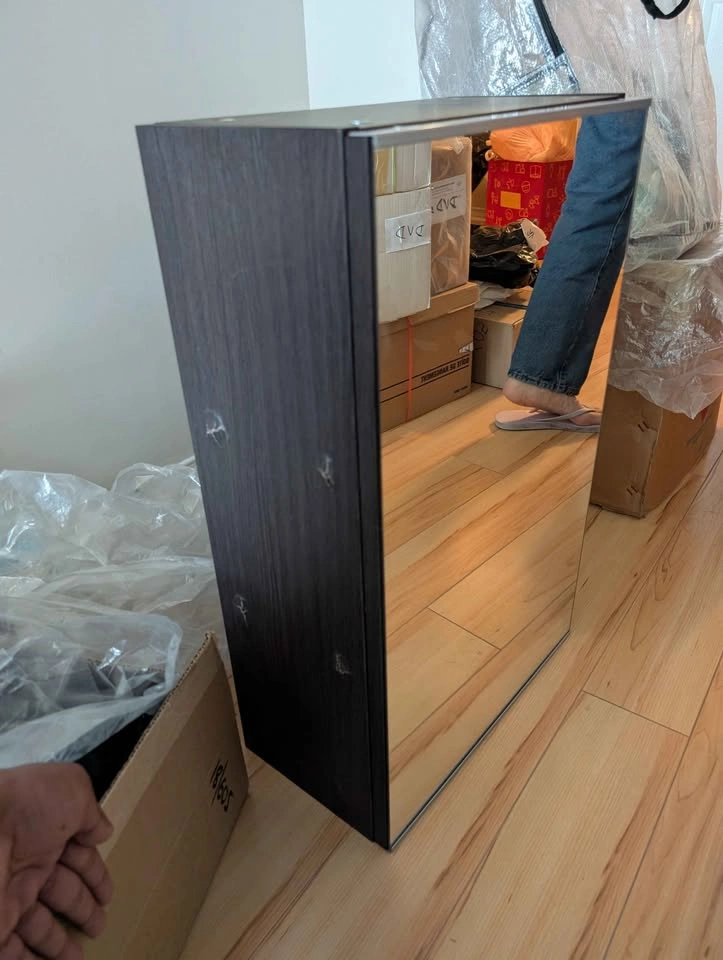 IKEA Dark Wood Mirrored Storage Cabinet - photo 4