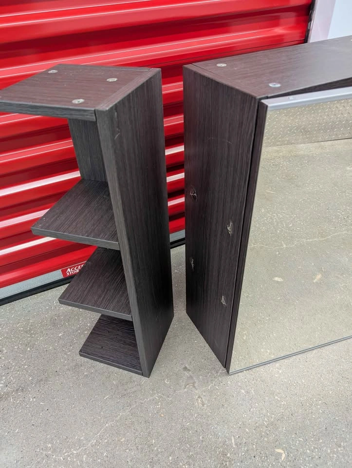 IKEA Dark Wood Mirrored Storage Cabinet - photo 5